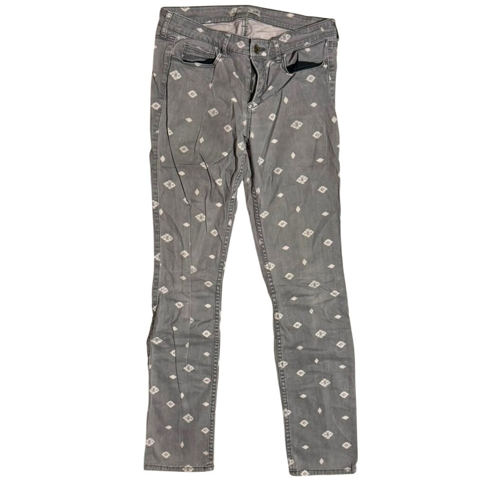Abercrombie & Fitch Gray Geometric Diamond Print Skinny Jeans Womens 2